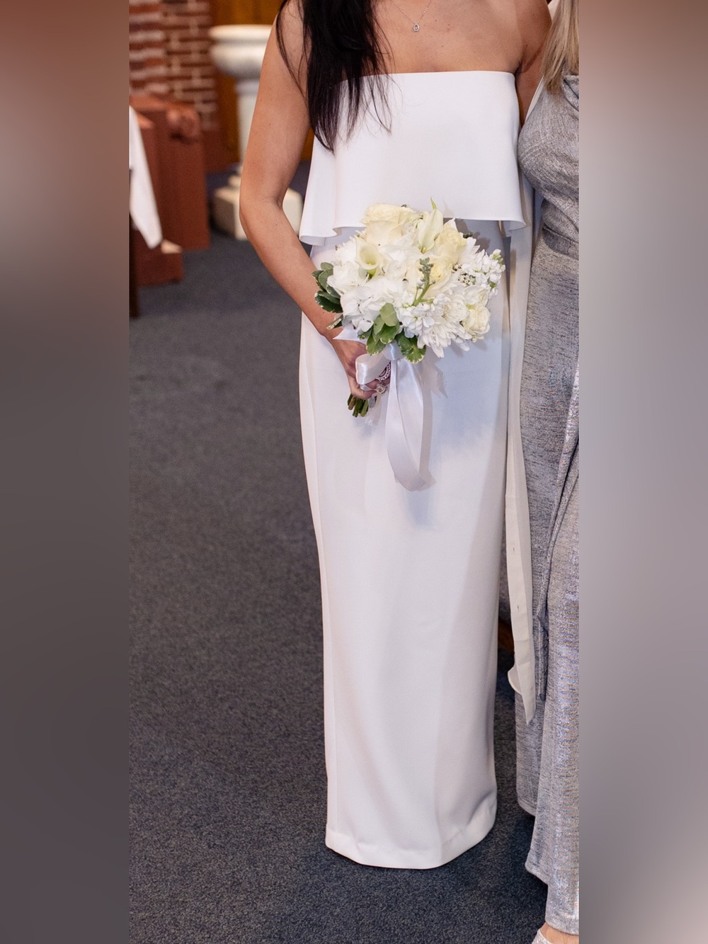 Rubber Ducky Productions, Inc. Strapless White Bridal Column Gown